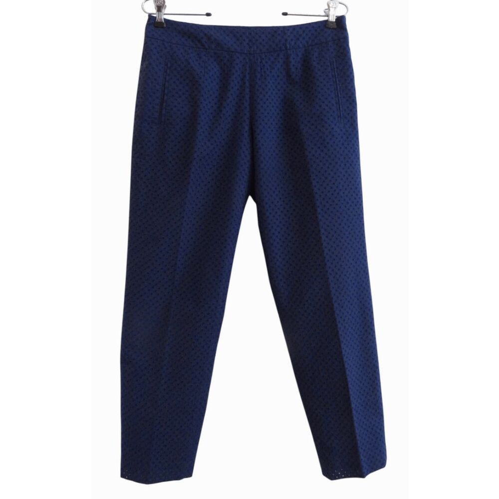 Isaac Mizrahi Crop Pants Sz 4 Navy Blue Swiss Dot